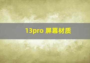 13pro 屏幕材质