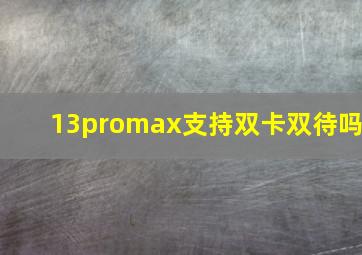 13promax支持双卡双待吗