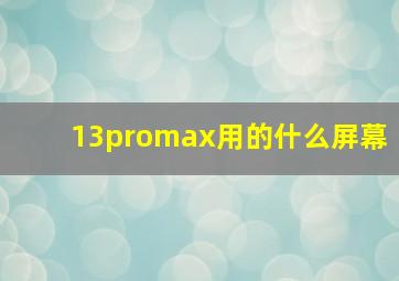 13promax用的什么屏幕