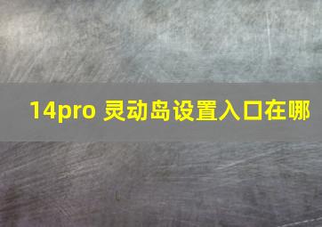 14pro 灵动岛设置入口在哪