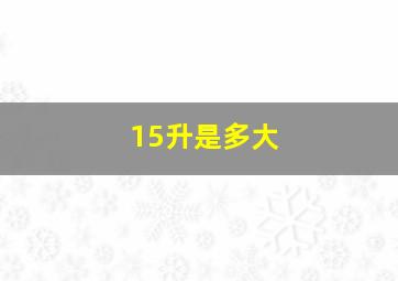 15升是多大