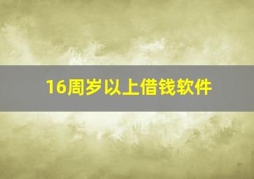 16周岁以上借钱软件