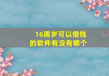 16周岁可以借钱的软件有没有哪个