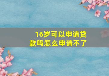 16岁可以申请贷款吗怎么申请不了