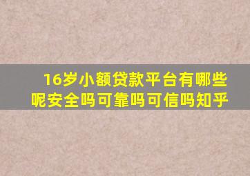 16岁小额贷款平台有哪些呢安全吗可靠吗可信吗知乎