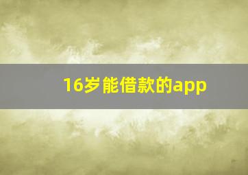 16岁能借款的app