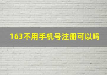 163不用手机号注册可以吗