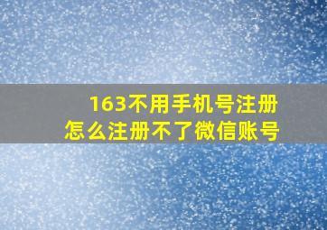 163不用手机号注册怎么注册不了微信账号