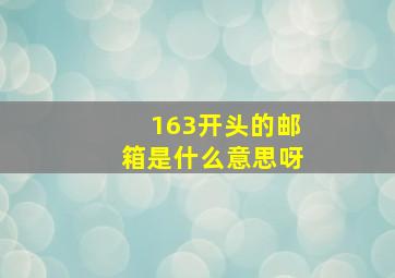 163开头的邮箱是什么意思呀