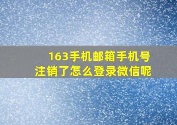 163手机邮箱手机号注销了怎么登录微信呢