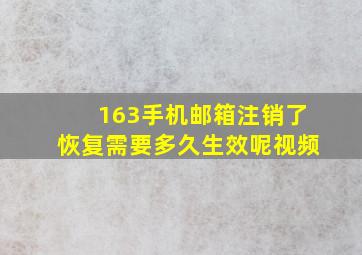 163手机邮箱注销了恢复需要多久生效呢视频