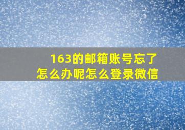 163的邮箱账号忘了怎么办呢怎么登录微信