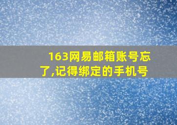 163网易邮箱账号忘了,记得绑定的手机号