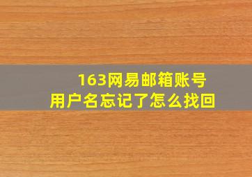 163网易邮箱账号用户名忘记了怎么找回