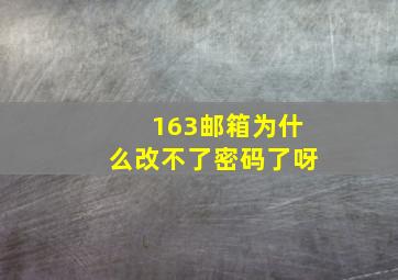 163邮箱为什么改不了密码了呀