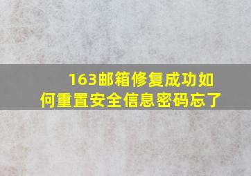 163邮箱修复成功如何重置安全信息密码忘了