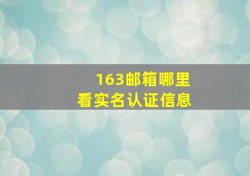 163邮箱哪里看实名认证信息