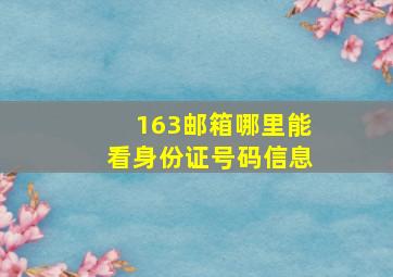 163邮箱哪里能看身份证号码信息