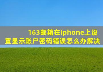 163邮箱在iphone上设置显示账户密码错误怎么办解决