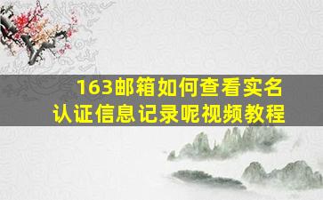 163邮箱如何查看实名认证信息记录呢视频教程