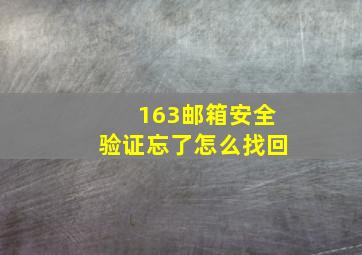 163邮箱安全验证忘了怎么找回