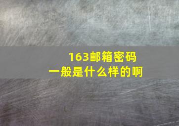 163邮箱密码一般是什么样的啊