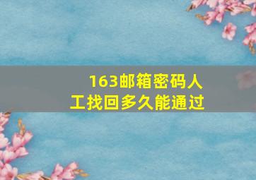 163邮箱密码人工找回多久能通过