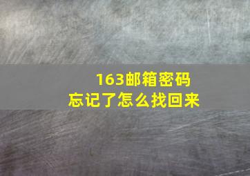 163邮箱密码忘记了怎么找回来