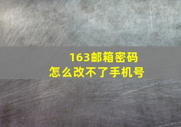 163邮箱密码怎么改不了手机号