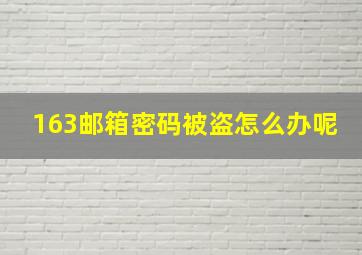 163邮箱密码被盗怎么办呢