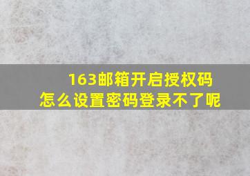 163邮箱开启授权码怎么设置密码登录不了呢