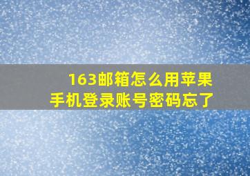 163邮箱怎么用苹果手机登录账号密码忘了