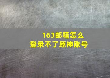 163邮箱怎么登录不了原神账号