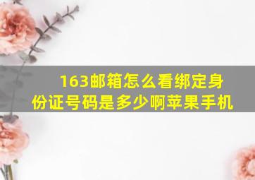 163邮箱怎么看绑定身份证号码是多少啊苹果手机