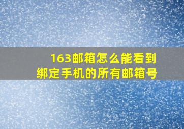 163邮箱怎么能看到绑定手机的所有邮箱号