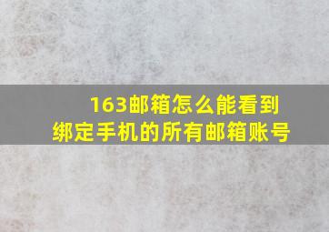 163邮箱怎么能看到绑定手机的所有邮箱账号