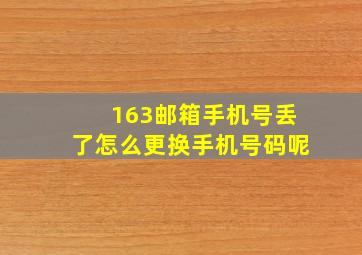 163邮箱手机号丢了怎么更换手机号码呢