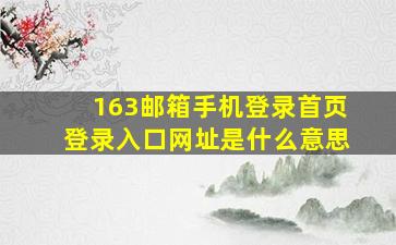 163邮箱手机登录首页登录入口网址是什么意思