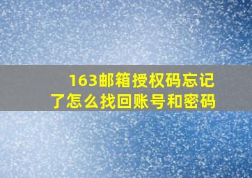 163邮箱授权码忘记了怎么找回账号和密码