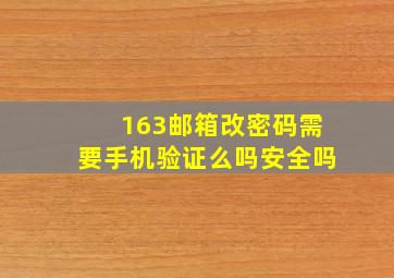 163邮箱改密码需要手机验证么吗安全吗