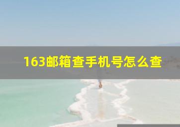 163邮箱查手机号怎么查