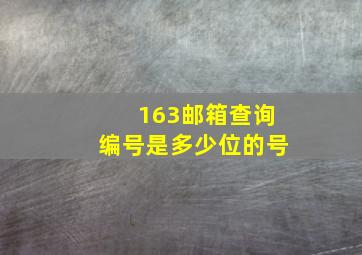 163邮箱查询编号是多少位的号