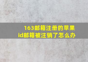 163邮箱注册的苹果id邮箱被注销了怎么办