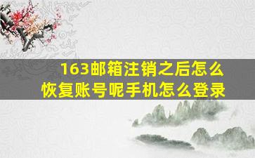 163邮箱注销之后怎么恢复账号呢手机怎么登录