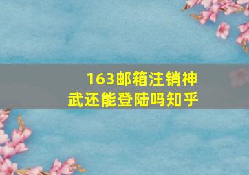 163邮箱注销神武还能登陆吗知乎