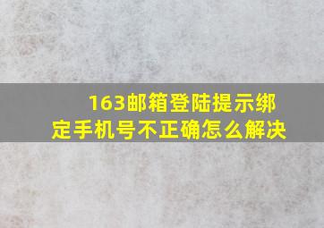 163邮箱登陆提示绑定手机号不正确怎么解决