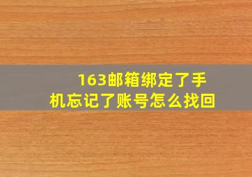 163邮箱绑定了手机忘记了账号怎么找回