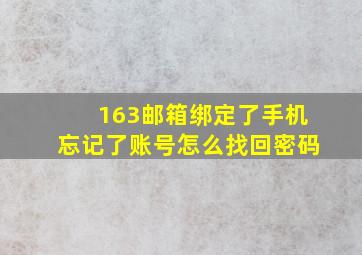 163邮箱绑定了手机忘记了账号怎么找回密码