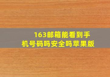 163邮箱能看到手机号码吗安全吗苹果版