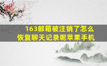 163邮箱被注销了怎么恢复聊天记录呢苹果手机